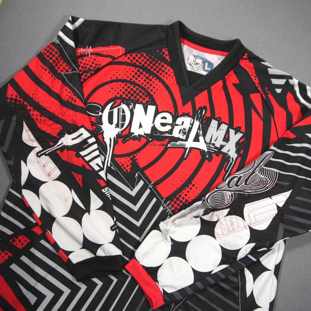 VTG Y2K ONeal MX Graphic Print Long Sleeve Men Motocross Jersey L Skate Grunge